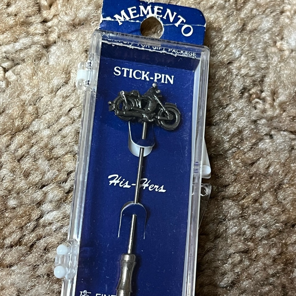 Memento 80s 90s Vintage Silver Motorcycle Stick Pin
